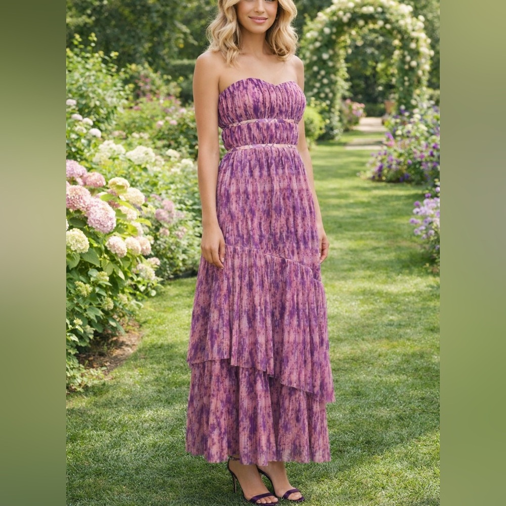 Hutch Renza‎ Strapless Tulle Gown Anthropologie 4 purple vintage NWT